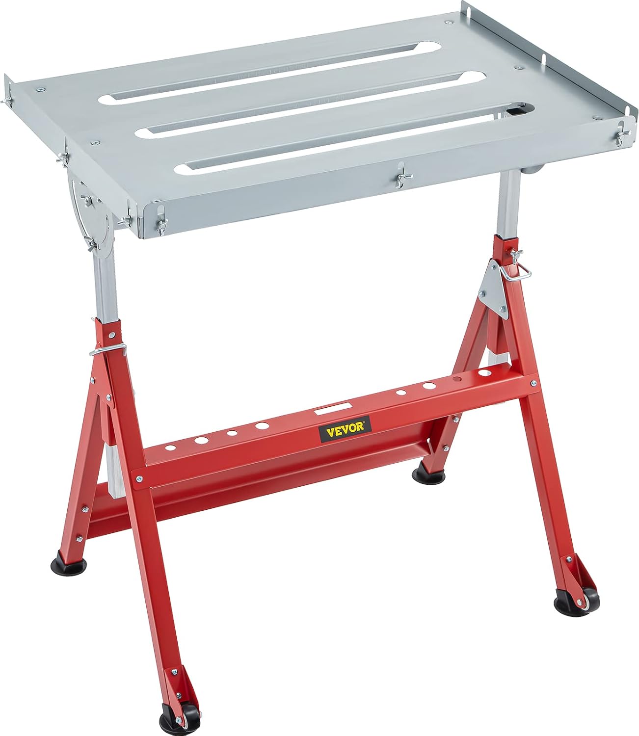 VEVOR Welding Table 36 x 24 in. Steel Welding Table Three 1.1 in. / 28mm Slots Welding Bench Table Adjustable Angle & Height Portable Table, Casters, Retractable Guide Rails, Eccentric Leveling Foot