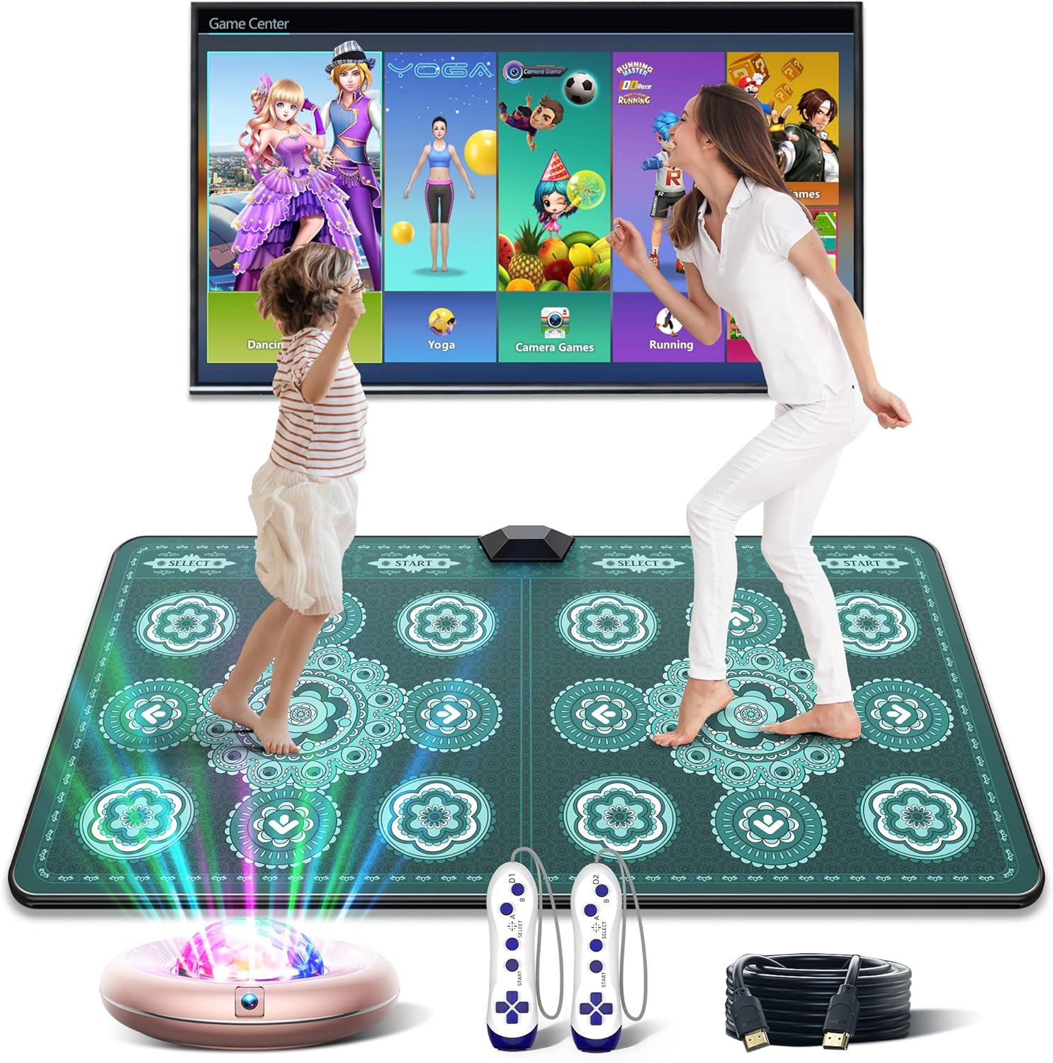 LATIMERIA Electronic Dance Mats Dancing Pad Yoga Mat Musical Dancing Carpet, Double User Dance Floor Mat with Wireless Handle, HD Camera Game Host, Non-Slip Dance Pad, HDMI Interface for TV PC