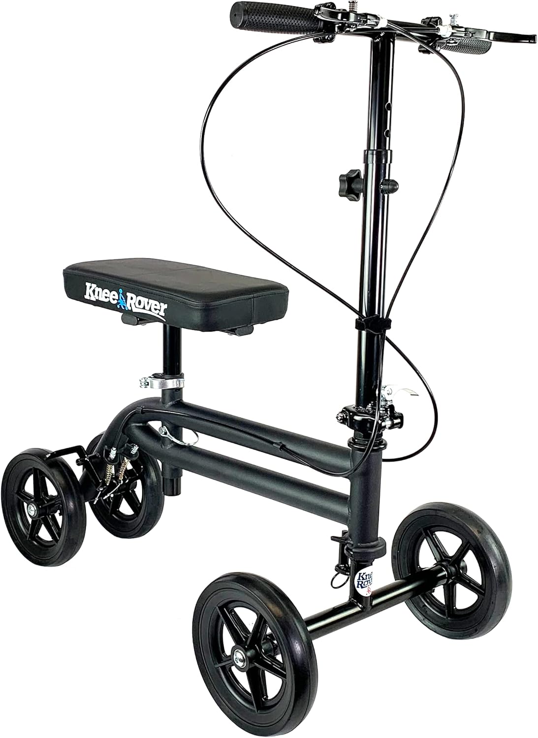 KneeRover Economy Knee Scooter Steerable Knee Walker Crutch Alternative with DUAL BRAKING SYSTEM in Matte Black