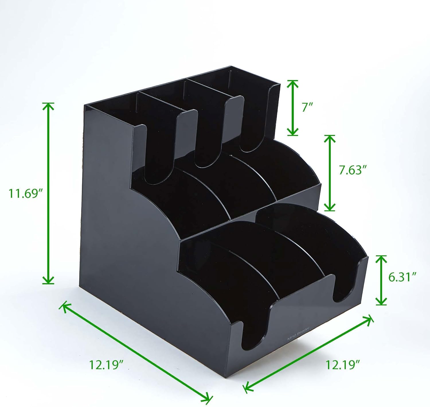 Mind Reader 9 Compartment Coffee Condiment and Accessories Organizer, Black Pack of 2