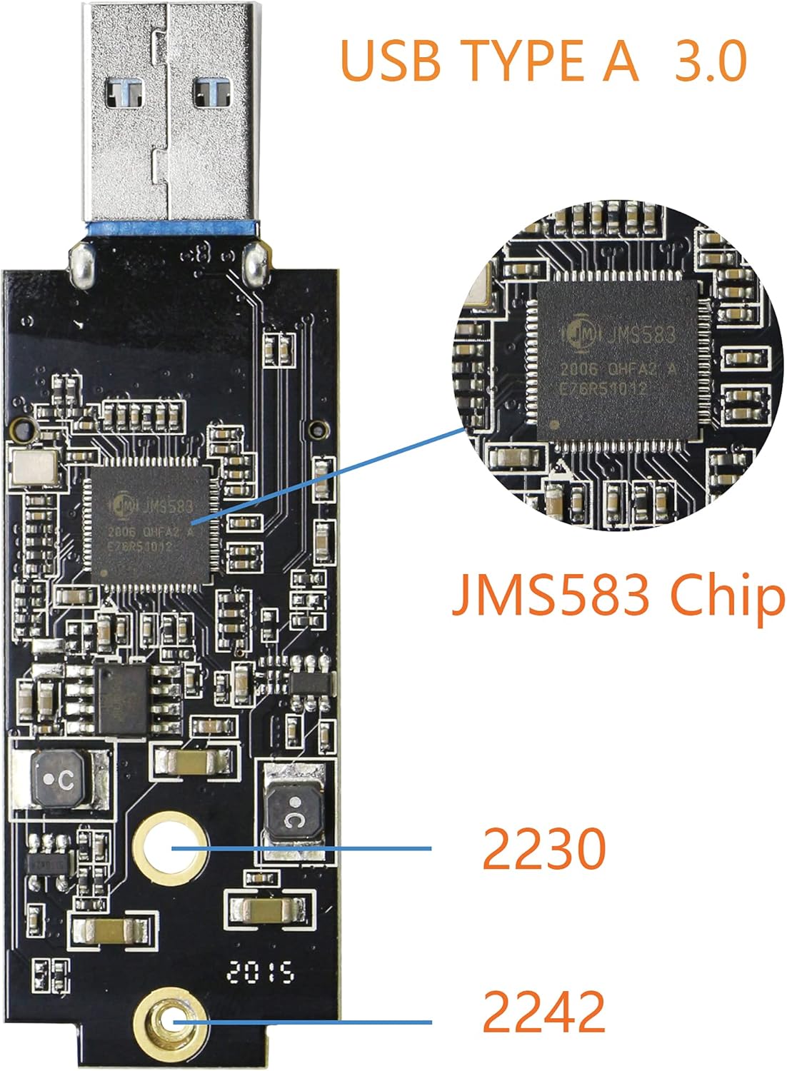 CERRXIAN M.2 M Key NVMe SSD Enclosure Adapter, Aluminum Type A USB 3.0 PCIe Hard Drive External Enclosure for 2230/2242(Black)(BS-M) Pack of 2