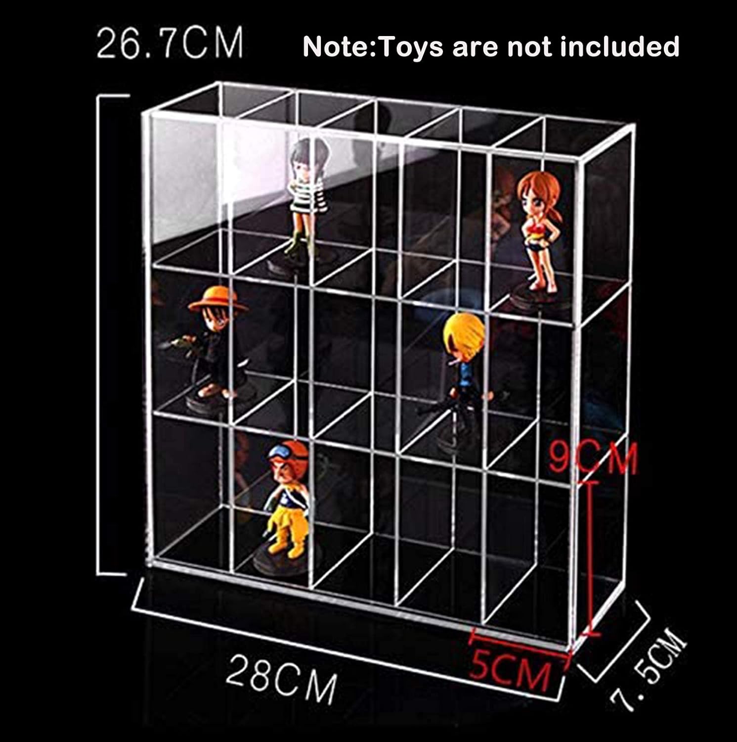 ELEpure Clear Acrylic Display Case, Cabinet for Mini Funko Pop Figures, 15 Compartments Dustproof Protection Showcase for Mini Toys/Rock Stone, Each Compartment: 2” W x 2.95” D x 3.54”H Pack of 2