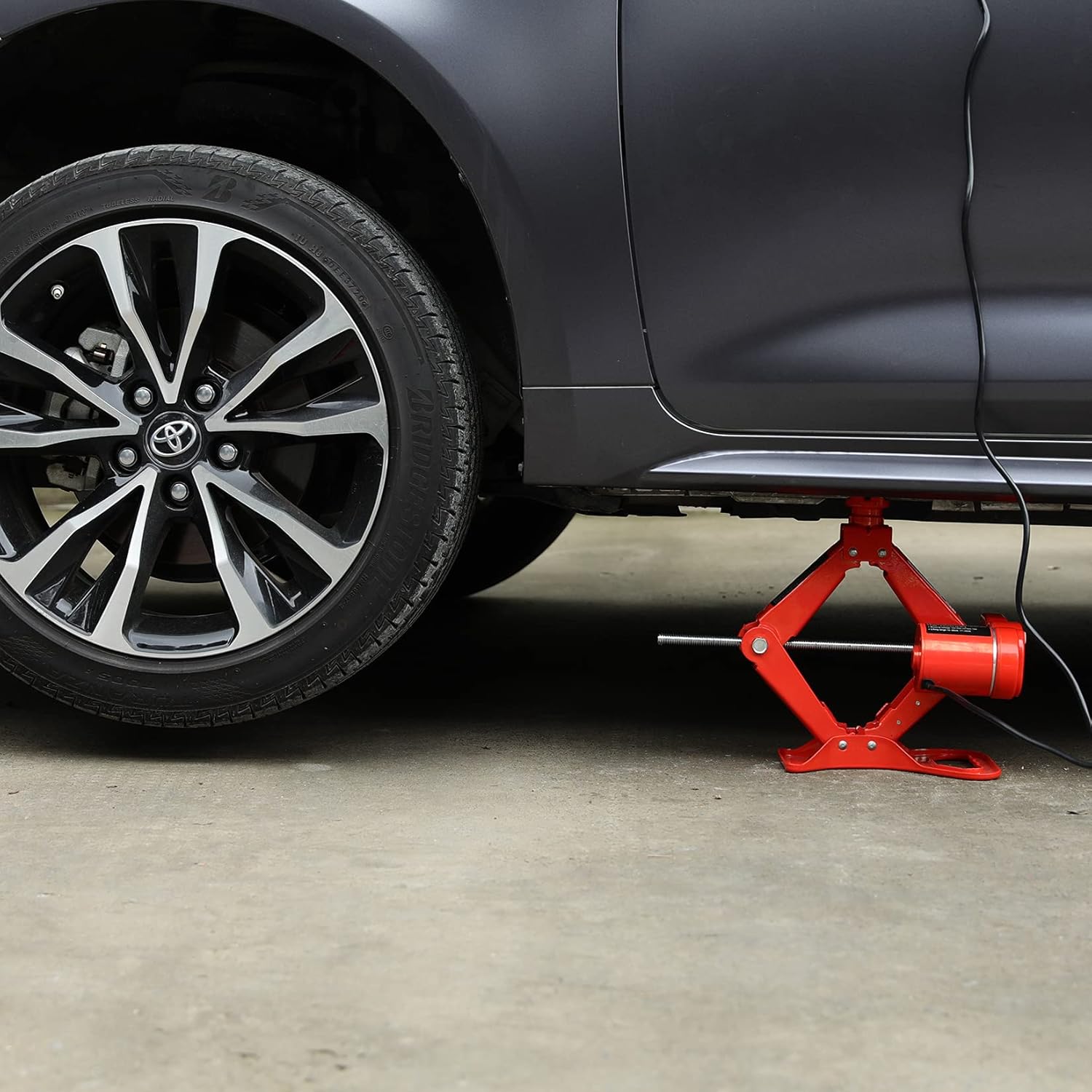 FEANISIFEI Electric Car Jack 3 Ton 12 V Electric Scissor Jack Saddles for Sedans and Compact SUVs Electric Jack for Car Roadside Emergency Tire Change