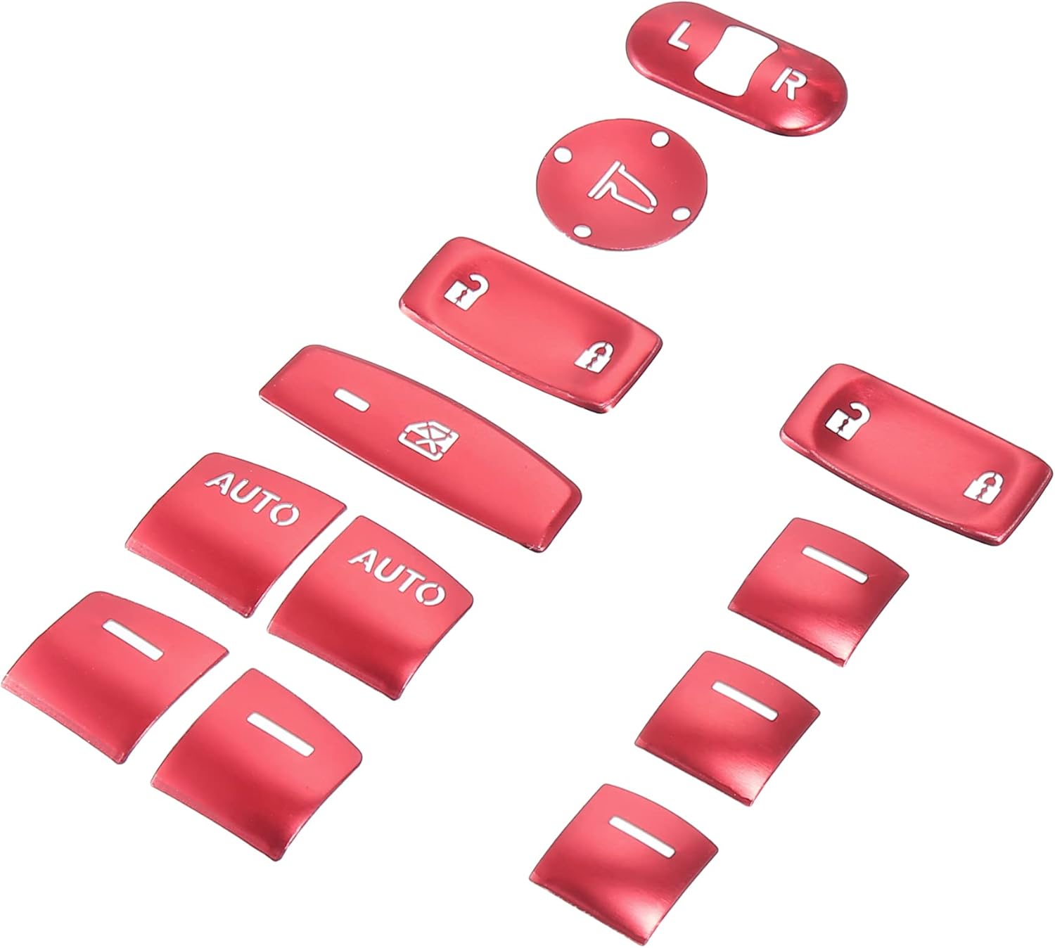 X AUTOHAUX 12PCS for Honda Civic 11th Gen Sedan Hatchback Window Control Button Cover Trims Door Armrest Glass Switch Panel Sticker LX EX EX-L Sport Touring 2021+ 2022 Aluminium Alloy Red