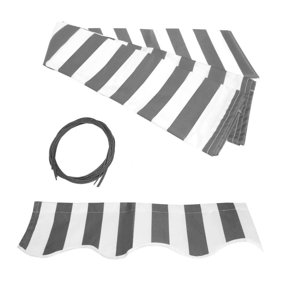 Aleko Awcm16x10greywht-ap Half Cassette Motorized Retractable Patio Awning - 16 x 10 Feet - Gray and White Stripes