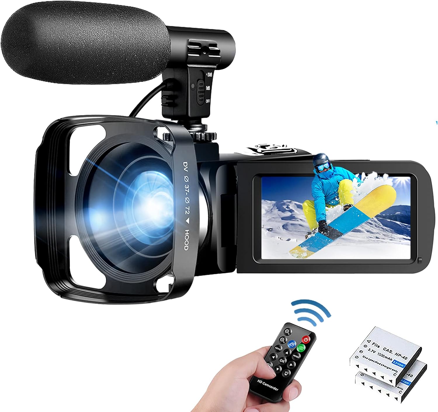 Video Camera Camcorder,2.7K Full HD 30FPS 30MP IR Night Vision Vlogging Camera for YouTube 16X Zoom Digital Camera 3.0 Inch Flip Screen Recording Camera with Remote Control and Two Batteries Pack of 2