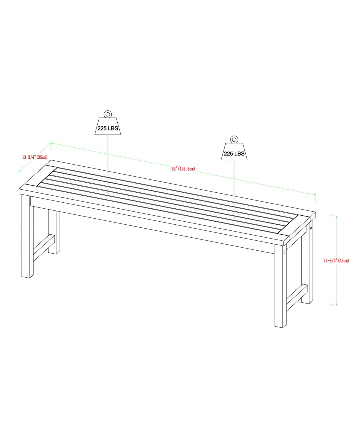 Walker Edison Acacia Wood Patio Dining Bench - Gray