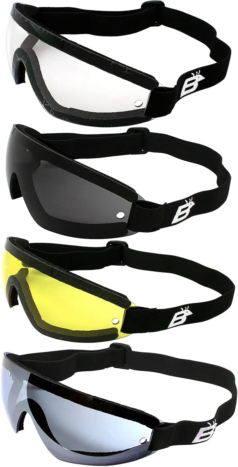 Birdz Eyewear 4-Pack Wing Skydive Sky Diving Goggles Clear Smoked Blue and Yellow