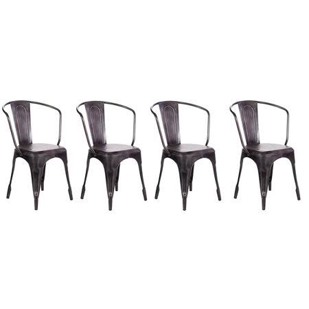 Office Chairs Canada Set of 4-Stackable Industrial Chic Xavier Pauchard Tolix A Style Dining Armchair- Steel Chairs with Arms- S