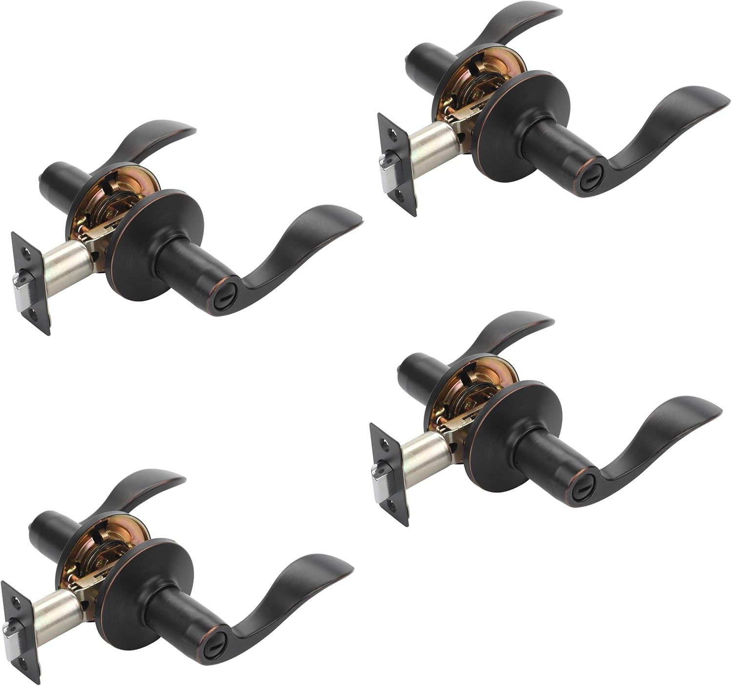 Dynasty Hardware Heritage Door Lever Privacy Set, Aged Oil Rubbed Bronze, Contractor Pack (4 Pack) Pack of 2