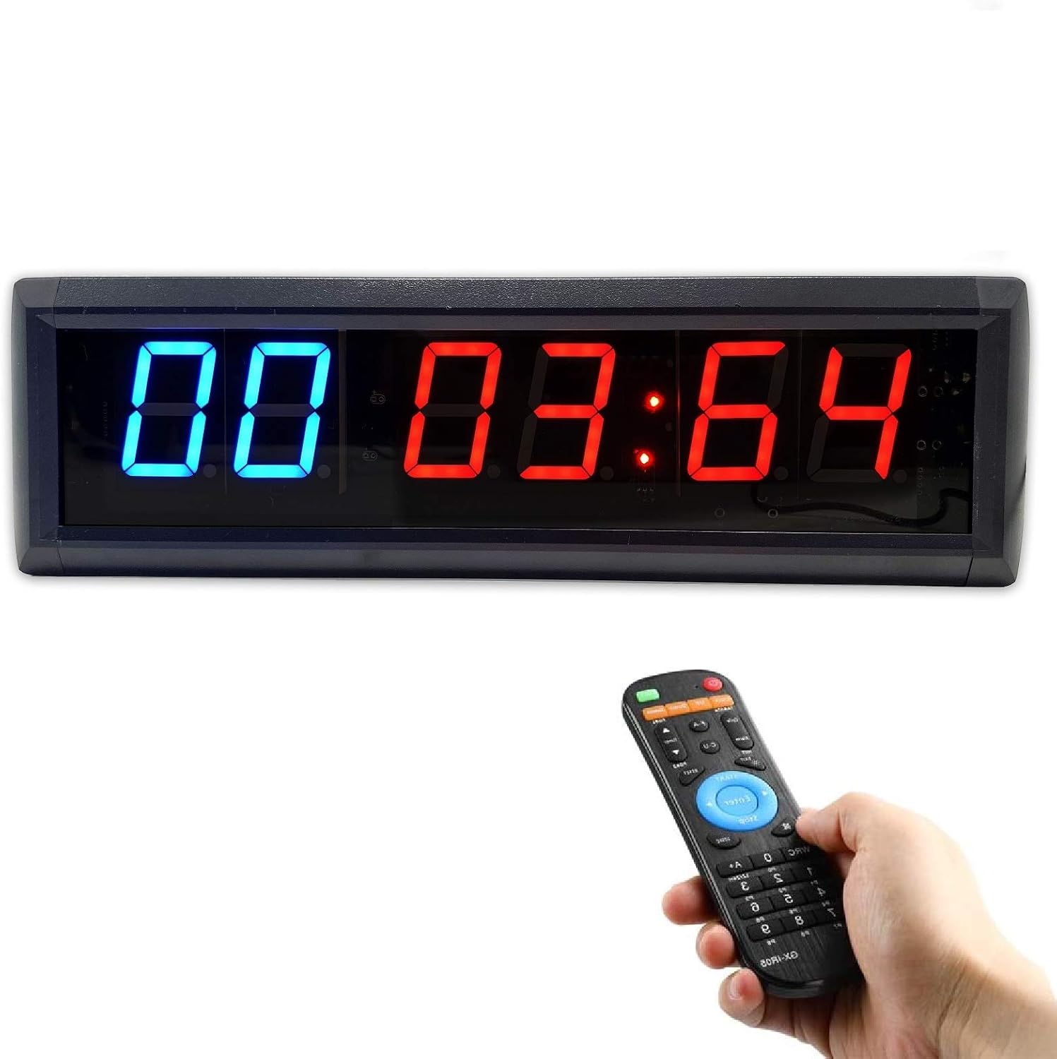 Gym Interval Timer GYMLED with Remote Home Tabata Garage Fitness Workout Red and Blue Adapter 1.8 Inch Pack of 2