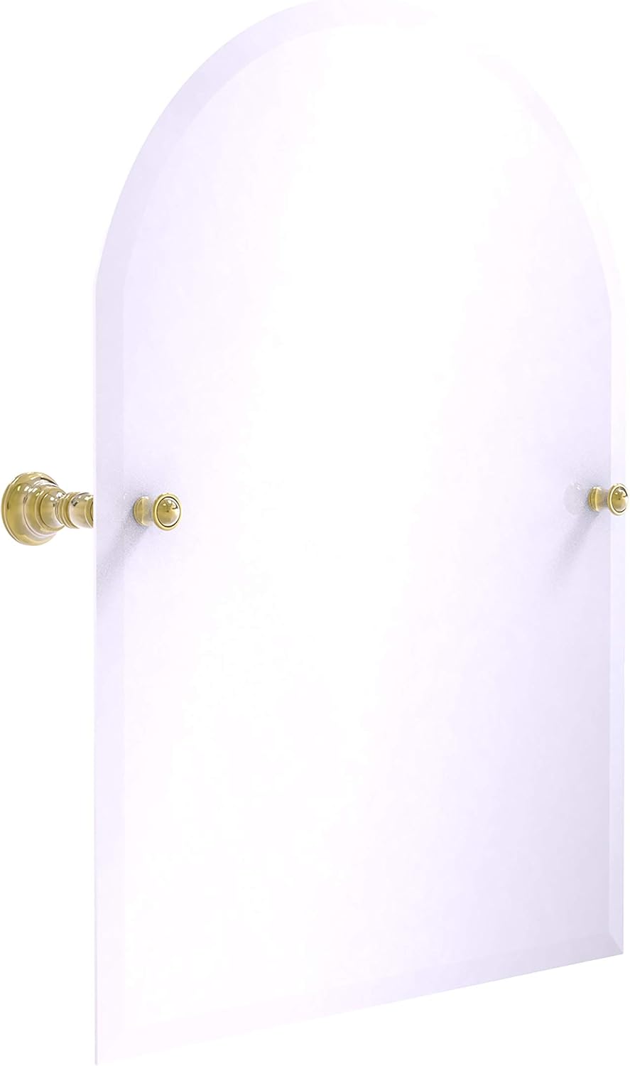 Allied Brass Carolina Collection Frameless Arched Top Tilt Beveled Edge Wall Mirror, Unlacquered Brass