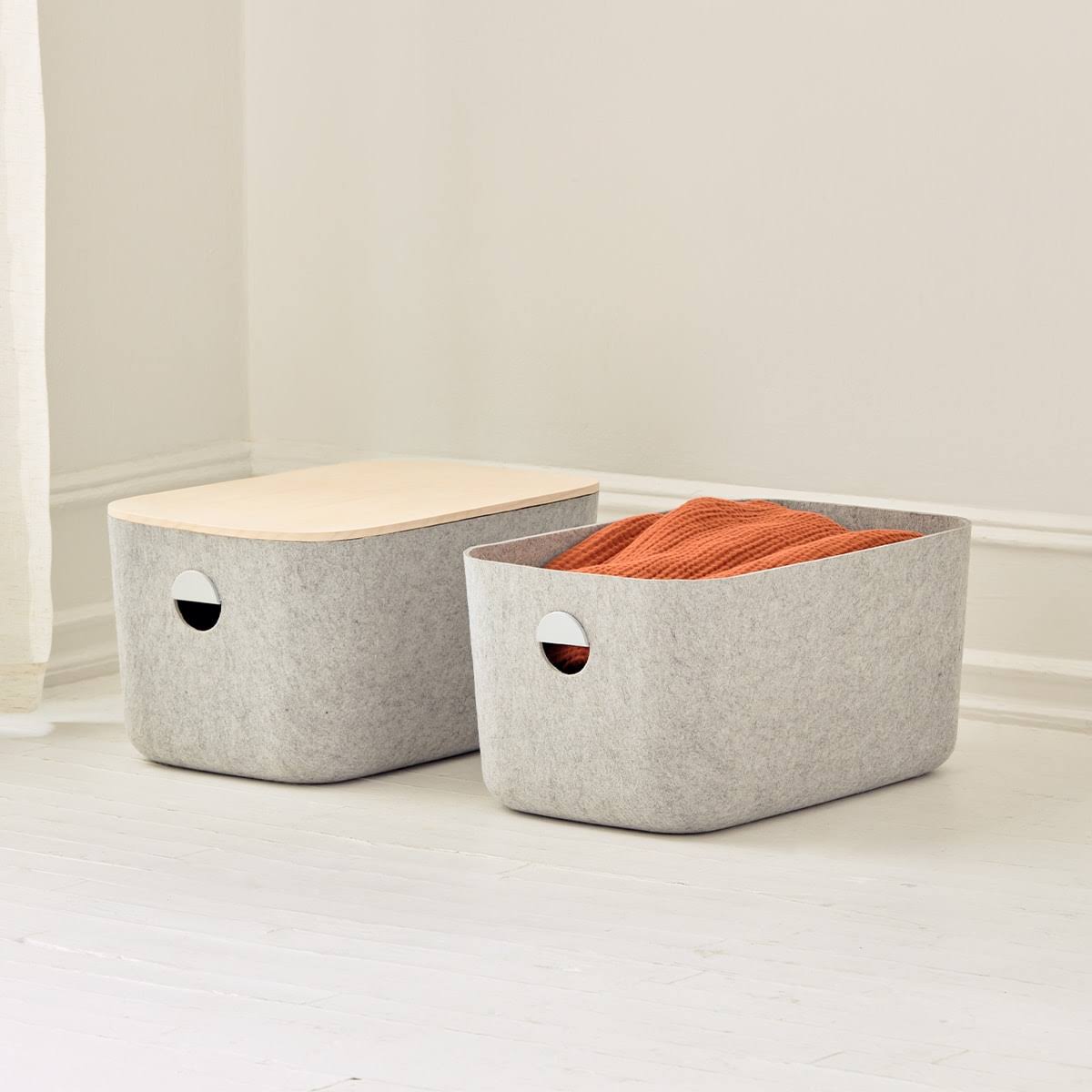 Open Spaces Large Felt Storage Bins, Light Grey (Set of 2)