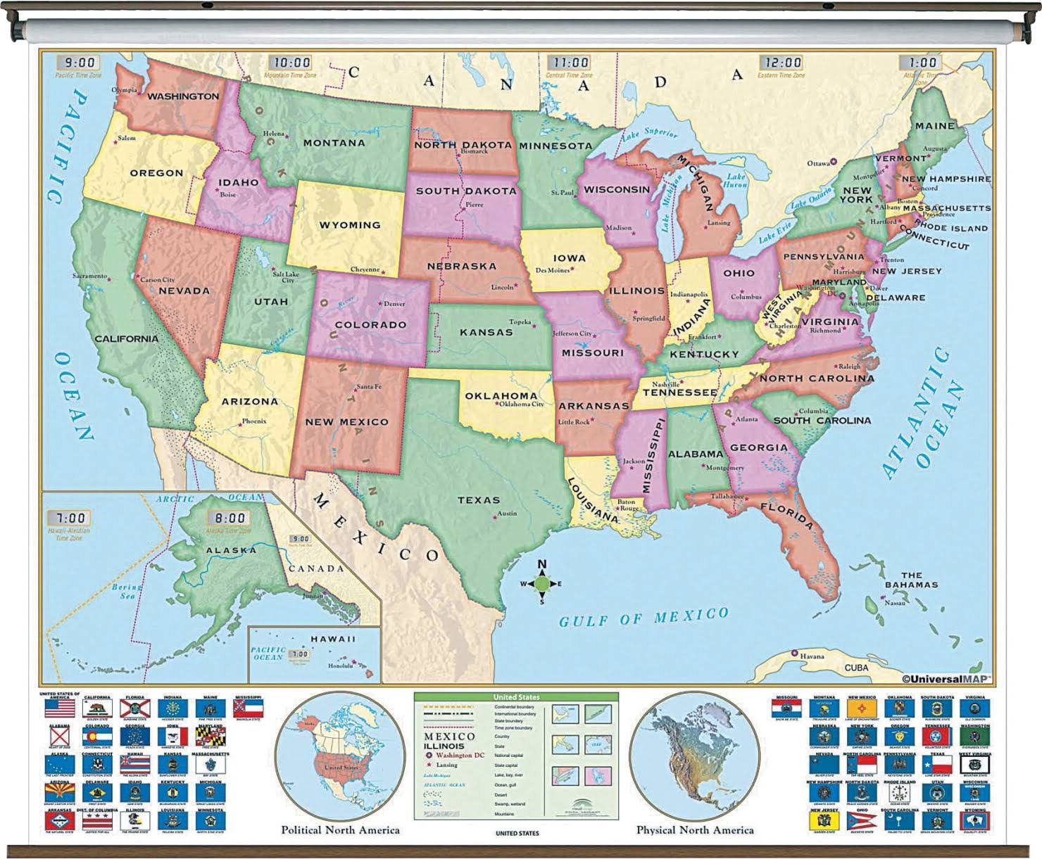 Universal Map 14985 US Beginner Wall Map - Backboard