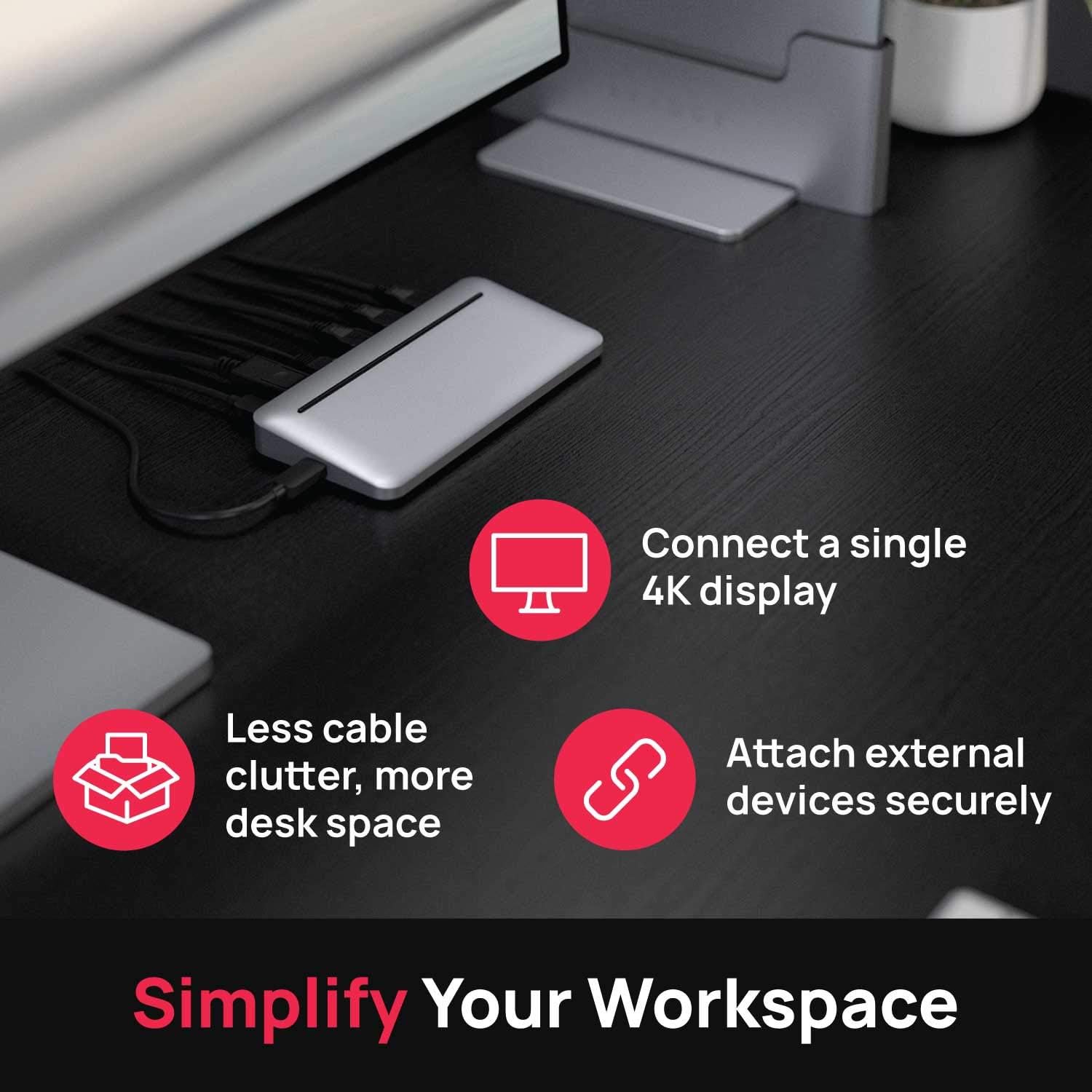 Brydge Stone II USB-C Universal Docking Station Compatible with MacOS & Windows, Single 4K Display, HDMI Out, USB-C Speeds, 7 Ports
