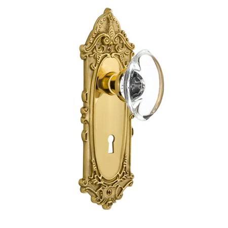 Nostalgic Warehouse Oval Clear Crystal Glass Single Dummy Door Knob with Victorian Plate Finish: Unlacquered Brass 702952