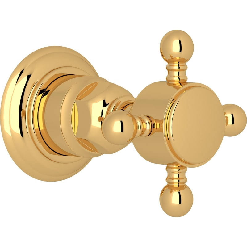 Rohl A4912XMULBTO Trim for Volume Control and 4-Port Dedicated Diverter with Cross Handle - Unlacquered Brass