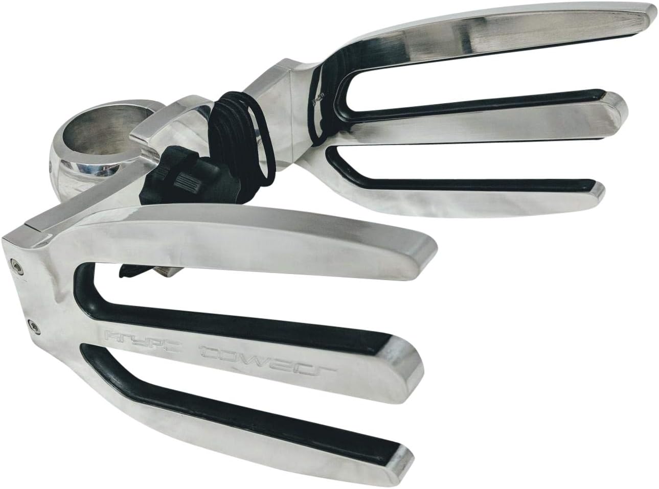 Quick Release Wakeboard Tower Rack, Removes Wake Board Tower with Twist of Knob, Holds 2 x Boards, Includes Round Tubing Clamp - Polished, Black, Anodized