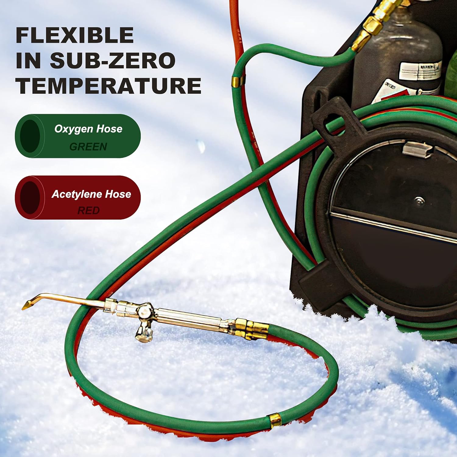 Hromee Oxygen Acetylene Hose 1/4-Inch &times; 50 Feet with 9/16&rdquo;-18 B fittings Welding Cutting Torch Twin Hose for Propane Gas