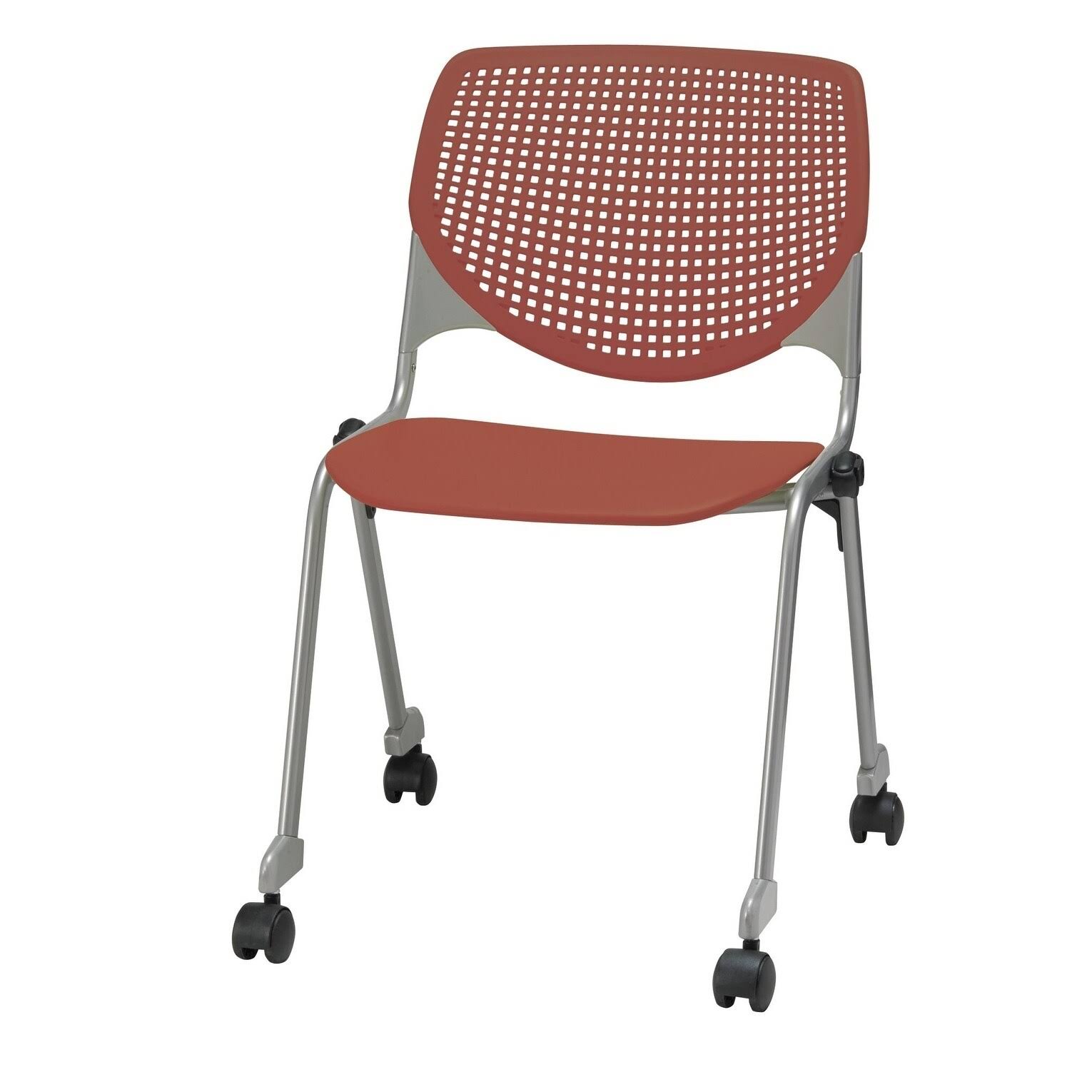 KFI Kool Poly Stack Chair with Casters, Coral