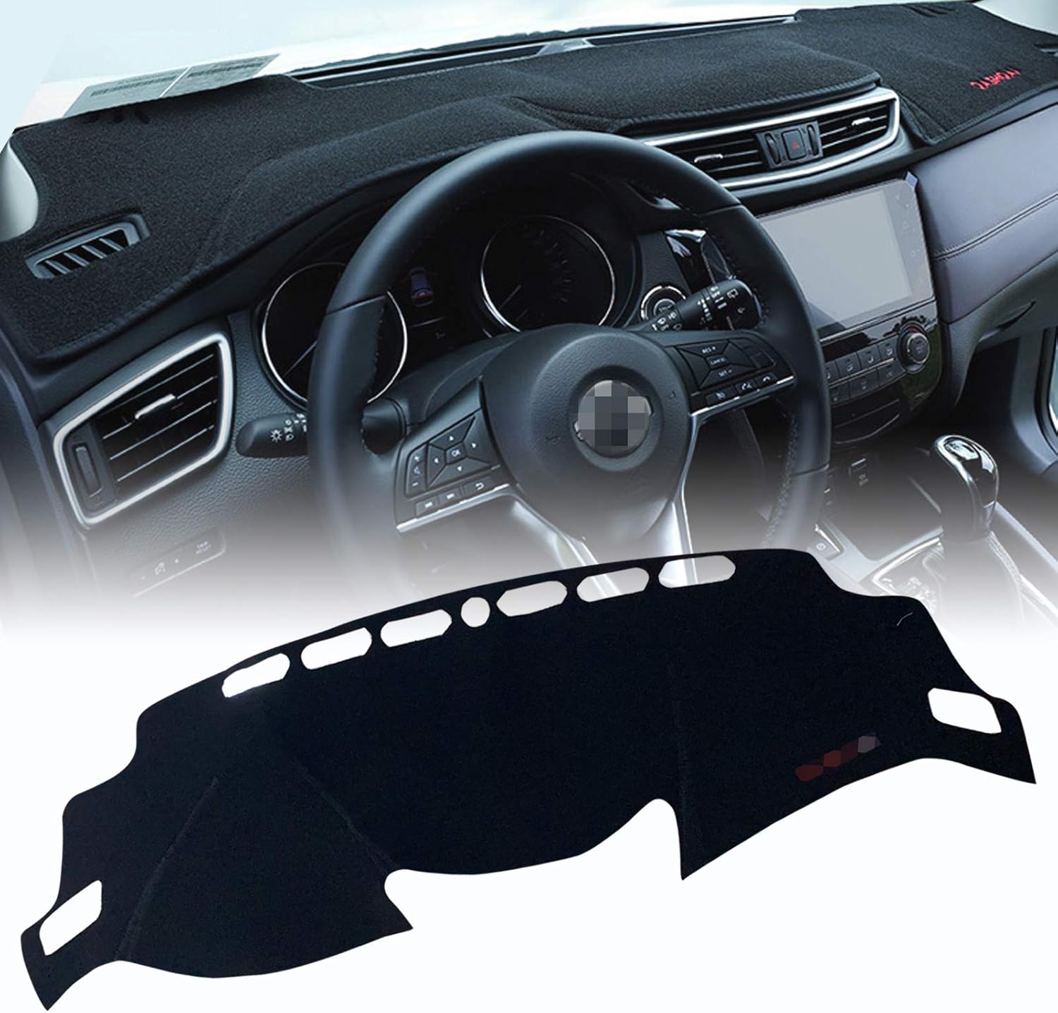 PGTOPONE Custom Fit Dashboard Black Center Console Cover Dash Mat Protector Sunshield Cover Pad Carpet for Nissan Rogue X-Trail Rogue Sport SUV