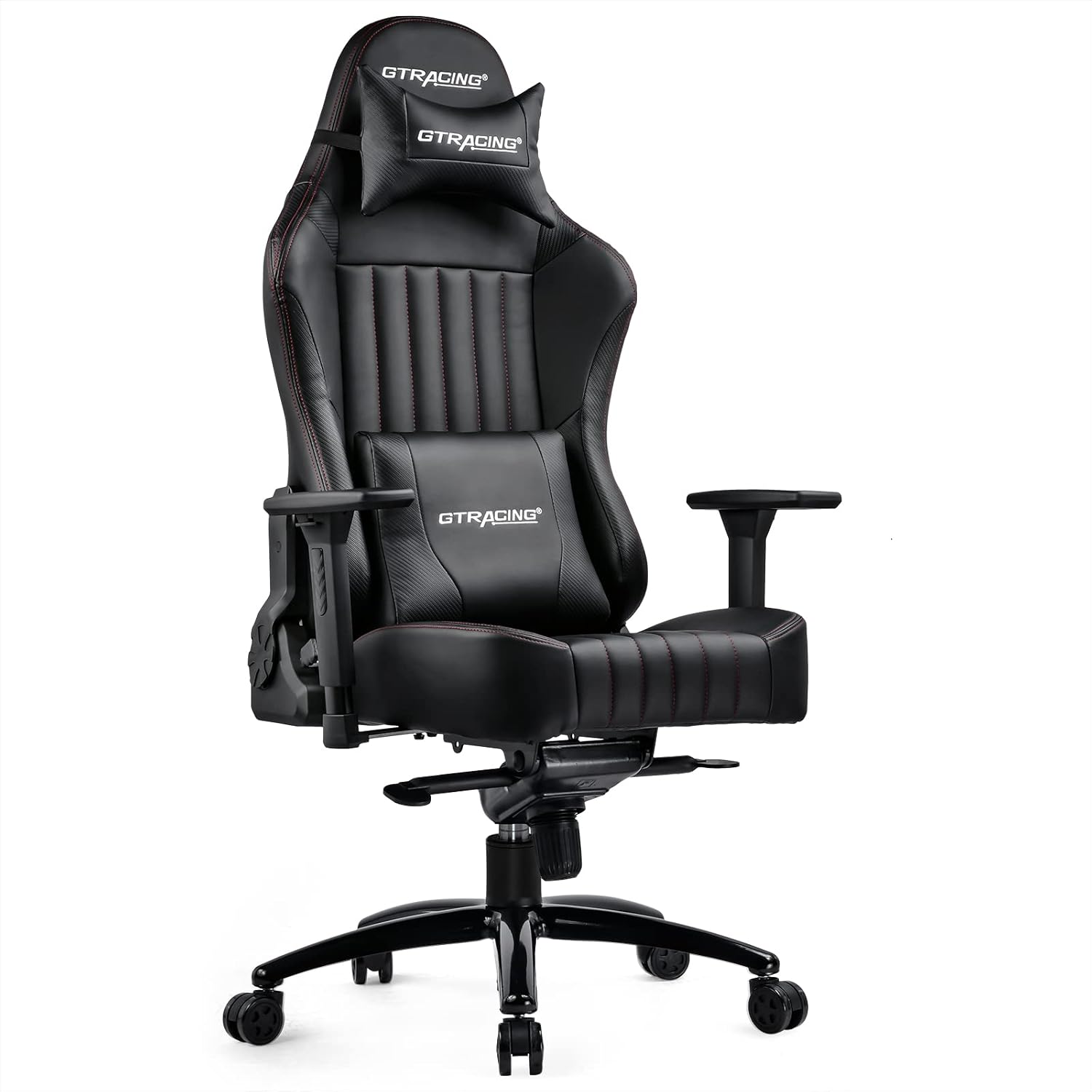 GTRACING Gaming Chair, Big and Tall Computer Chair, Ergonomic High Back Adjustable Gaming Chair with 4D Armrests,Head Pillow, and Lumbar Support, Black