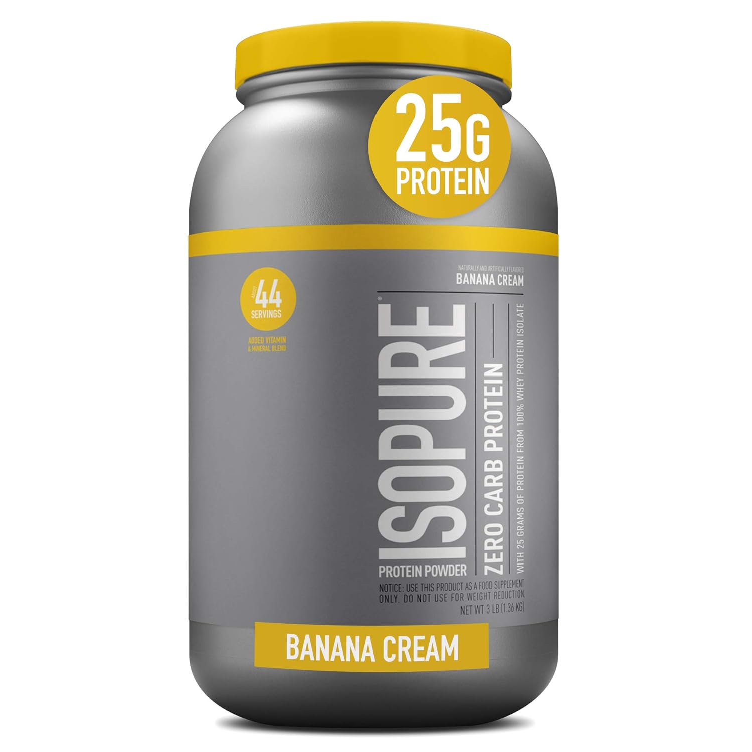 Isopure Zero Carb, Vitamin C and Zinc for Immune Support, 25g Protein, Keto Friendly Protein Powder, 100% Whey Protein Isolate, Flavor: Banana Cream, 3 Pounds (Packaging May Vary) Pack of 2