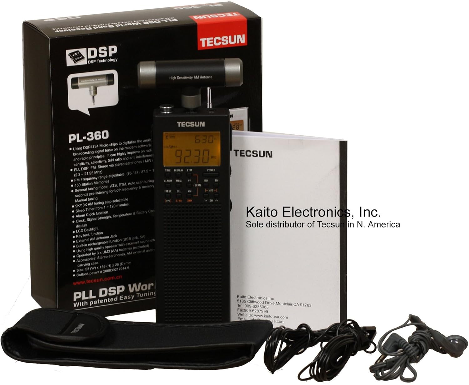 Tecsun PL-360 Digital PLL Portable AM/FM Shortwave Radio with DSP, Black