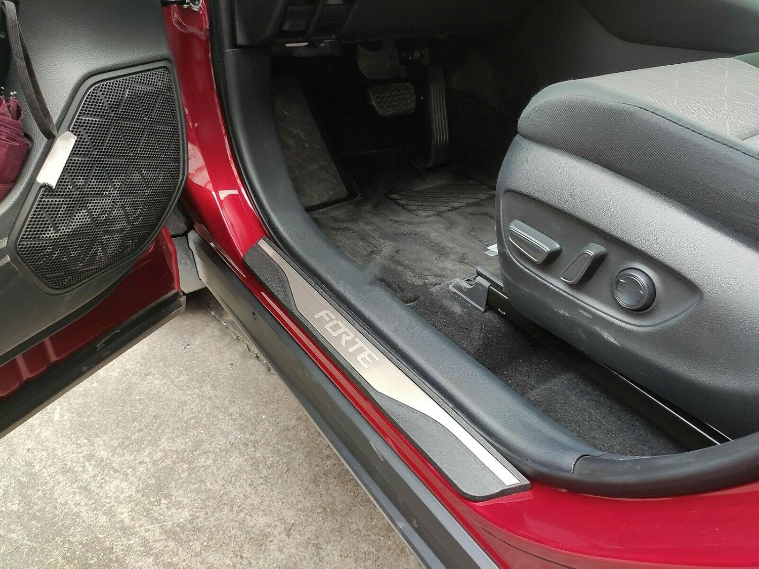 Autonemaker for KIA Forte Accessories 2020 2021 Steel Door Sill Protector Door Sill Guard Scuff Plate Trim 4pcs Black Pack of 2