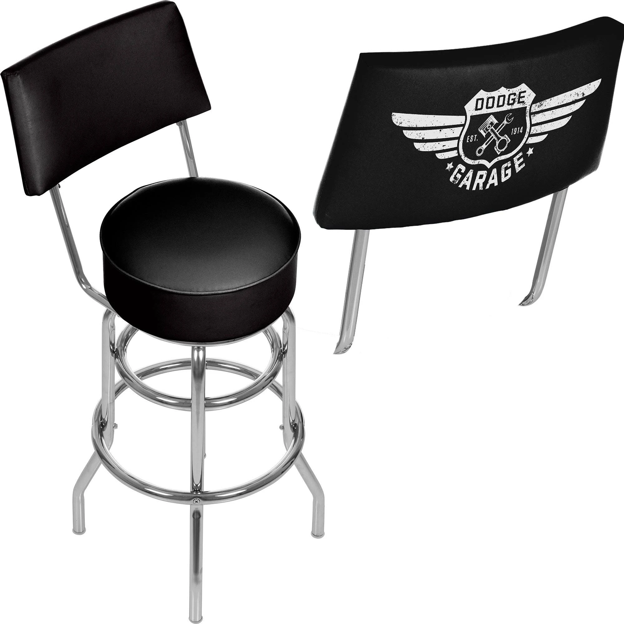 Dodge Garage Swivel Bar Stool with Back