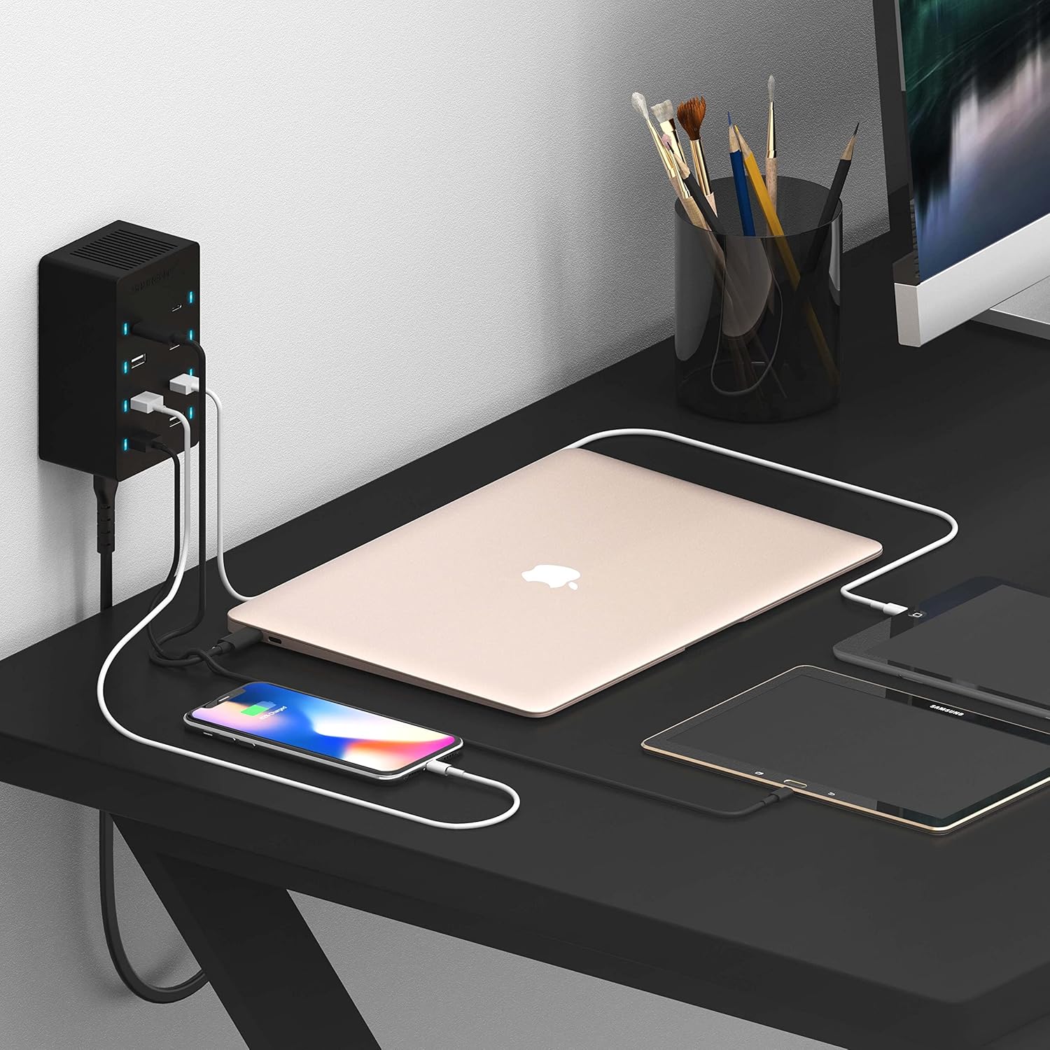 Sabrent 100 Watt 8-Port Family-Sized USB Rapid Charger [UL Certified ] - Includes 2 PD (Power Delivery) Ports (AX-ADPD) Pack of 2