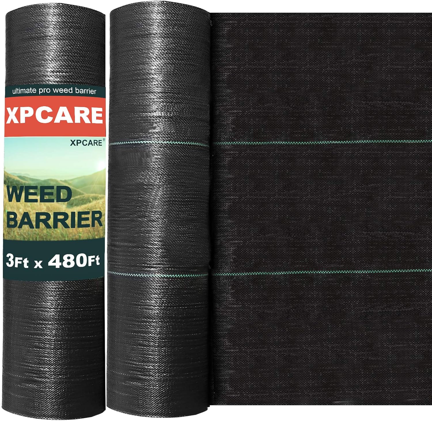 XPCARE Premium 5oz Pro Weed Barrier Landscape Fabric Ground Cover Heavy Duty Commercial Dual Layer Fabric Anti-Weed Gardening Mat (3Ftx240Ft) Pack of 2