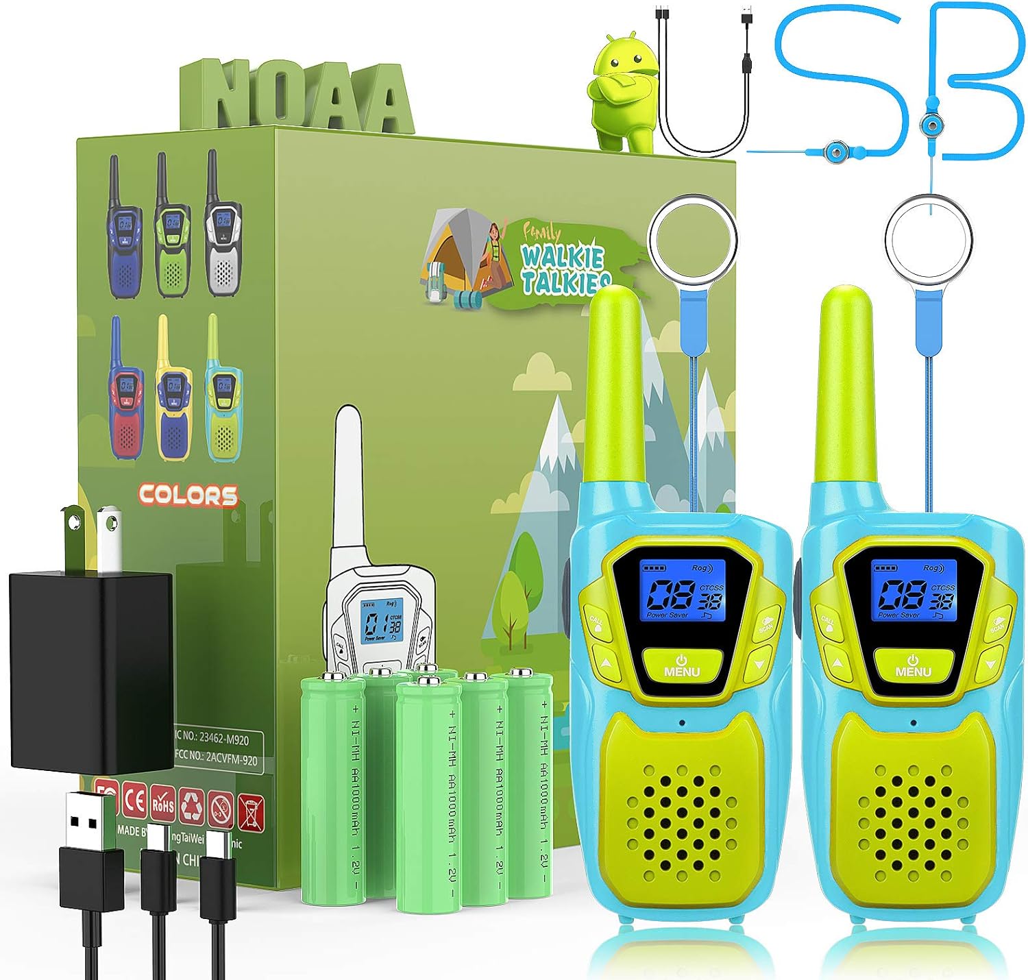 Walkie Talkies for Kids Adults Long Range Rechargeable 3 Pack, Drop Proof Walkie Talkies Toys Gifts for Girls Boys Age 3 5 6 8 9 12, USB Walkie Talkies for Outdoor Indoor Play Camping Birthday Party