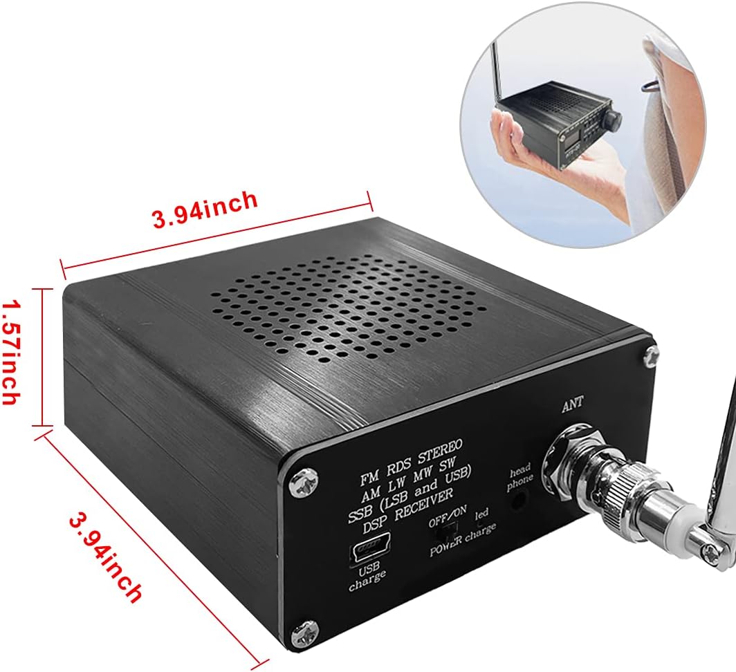 Si4732 Full Band Radio Receiver FM AM (MW&SW) and SSB (LSB & USB) Portable Handheld Radio Recorder, Built-in Battery, with Speaker, Antenna and Aluminum Alloy Case Pack of 2