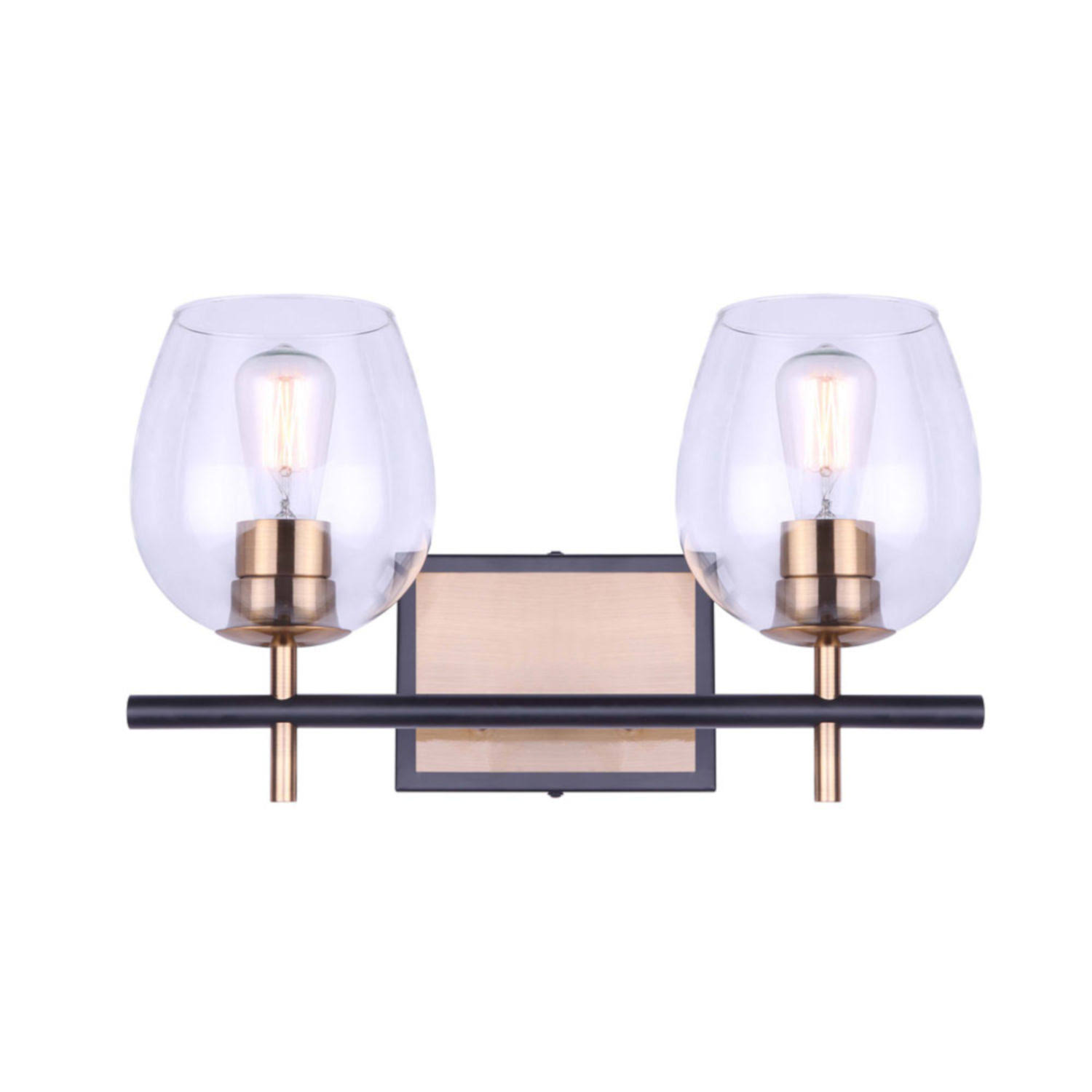 Canarm Cain Gold u0026 Black 2 Light Vanity IVL1019A02BKG