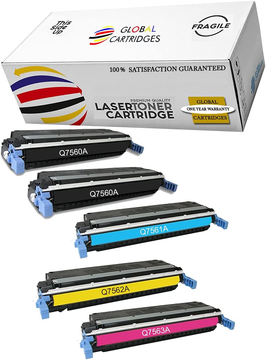 Global Cartridges Compatible Toner Cartridges Set+Black for HP 314A/HP 3000 Series/Q7560A Q7561A Q7562A Q7563A (2xBlack,1xCyan,1xYellow,1xMagenta)