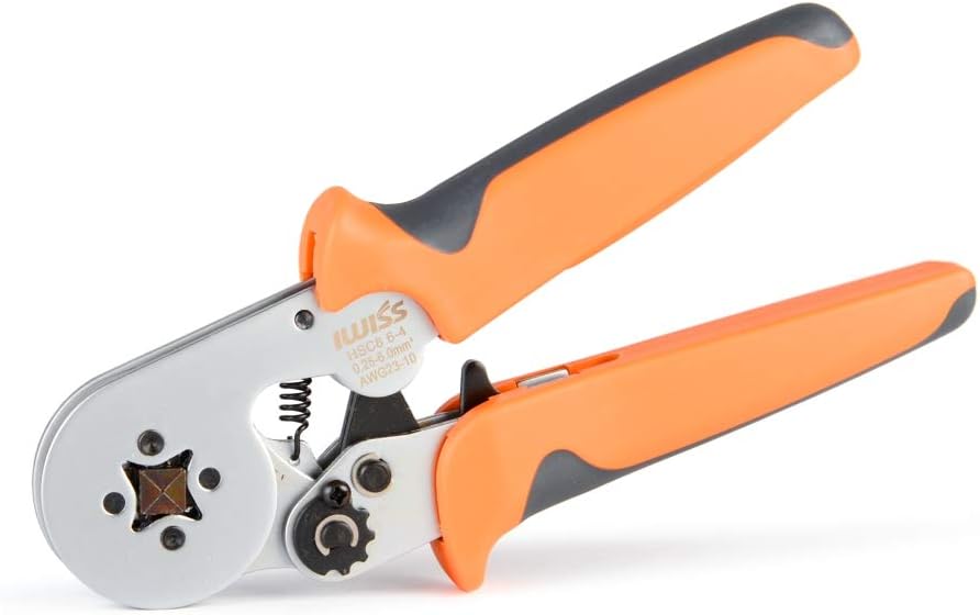 IWISS Square Self-Adjustable Crimping Tools Plier for AWG23-10 Bootlace End-Sleeves Ferrule, Ratchat Wire Crimping Tool