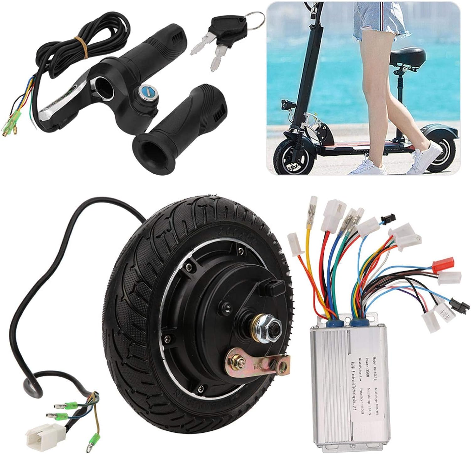 36V 350W Brushless Hub Electric Scooter 8 Inch Brushless Hub Motor Kit Fast Start Accessory