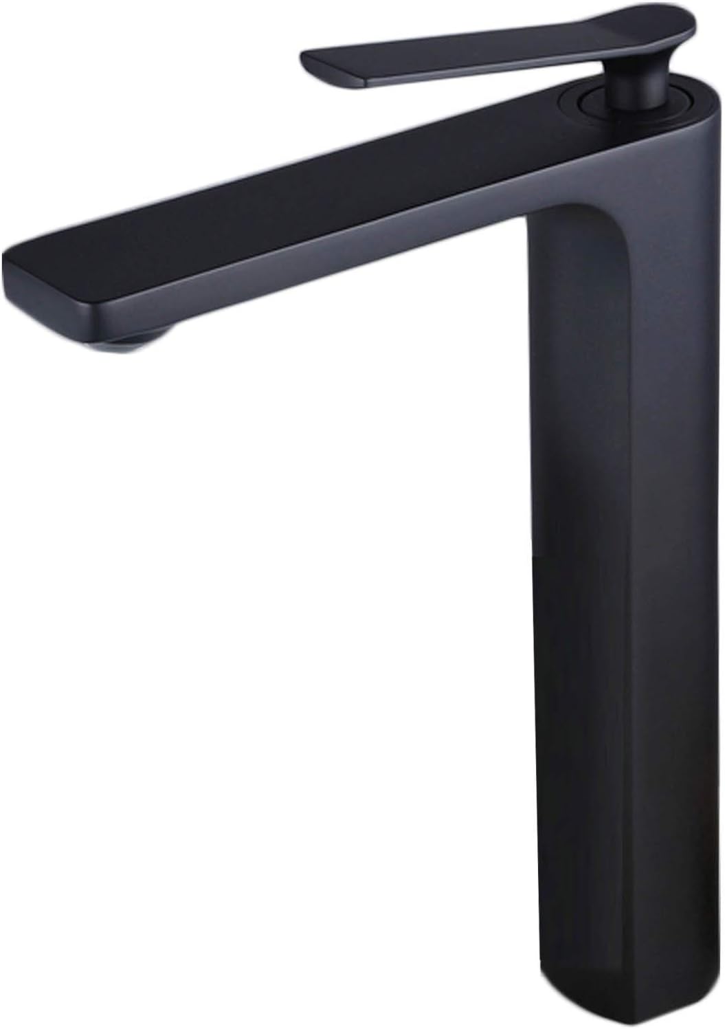 Contemporary Single Handle Tall Matte Black Bathroom Vessel Sink Faucet, Lavatory Faucet with Hoses
