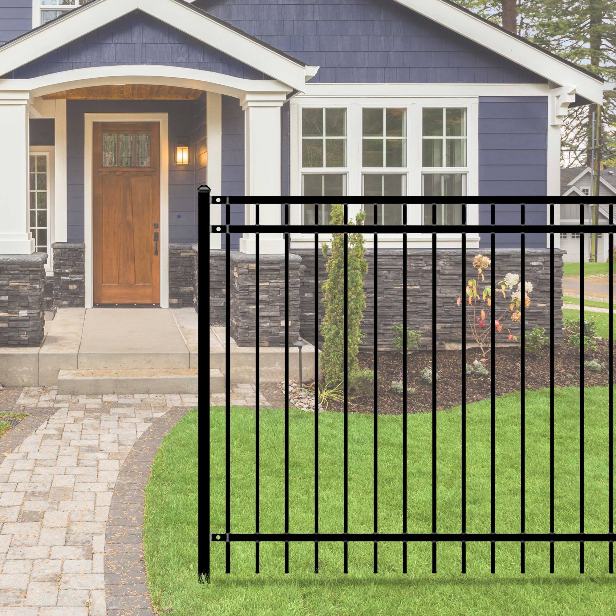 Aleko Nice Style Self Unassembled Steel Fence, 8& x 5& BLACK.
