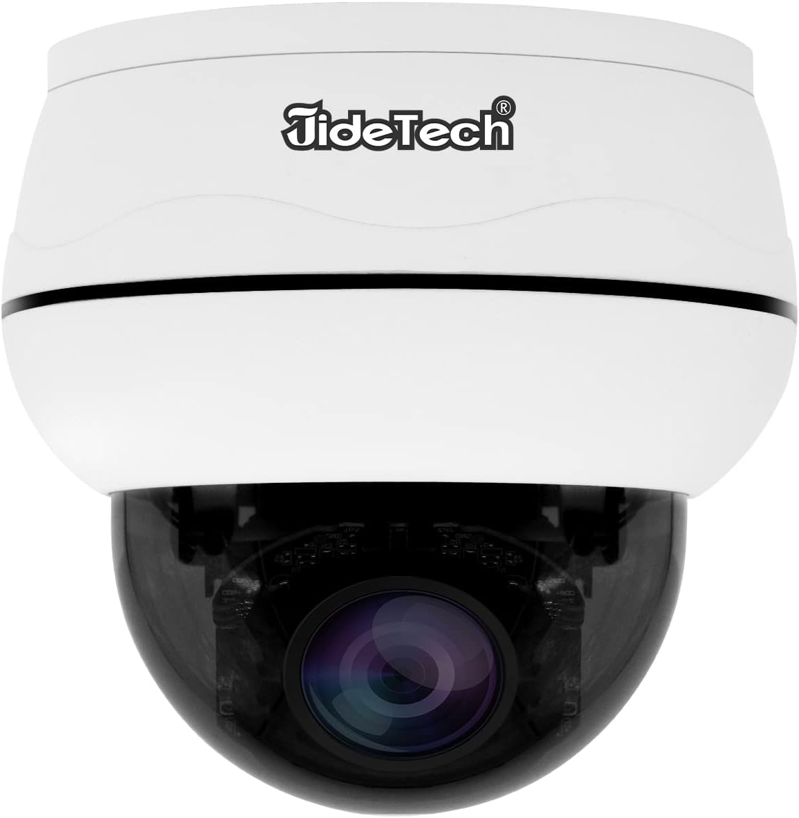 Outdoor 4K PTZ POE Camera, 8MP Auto Tracking IP Dome Camera with 5X Optical Zoom, IR Night Vision Human/Motion Detection, Built in 2-Way Audio