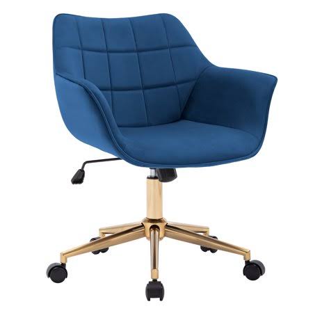 Duhome Modern Home Office Desk Chair Mid Back Velvet Mid Century Modern Adjustable Swivel Computer Chair with Arm Gold Base Dark