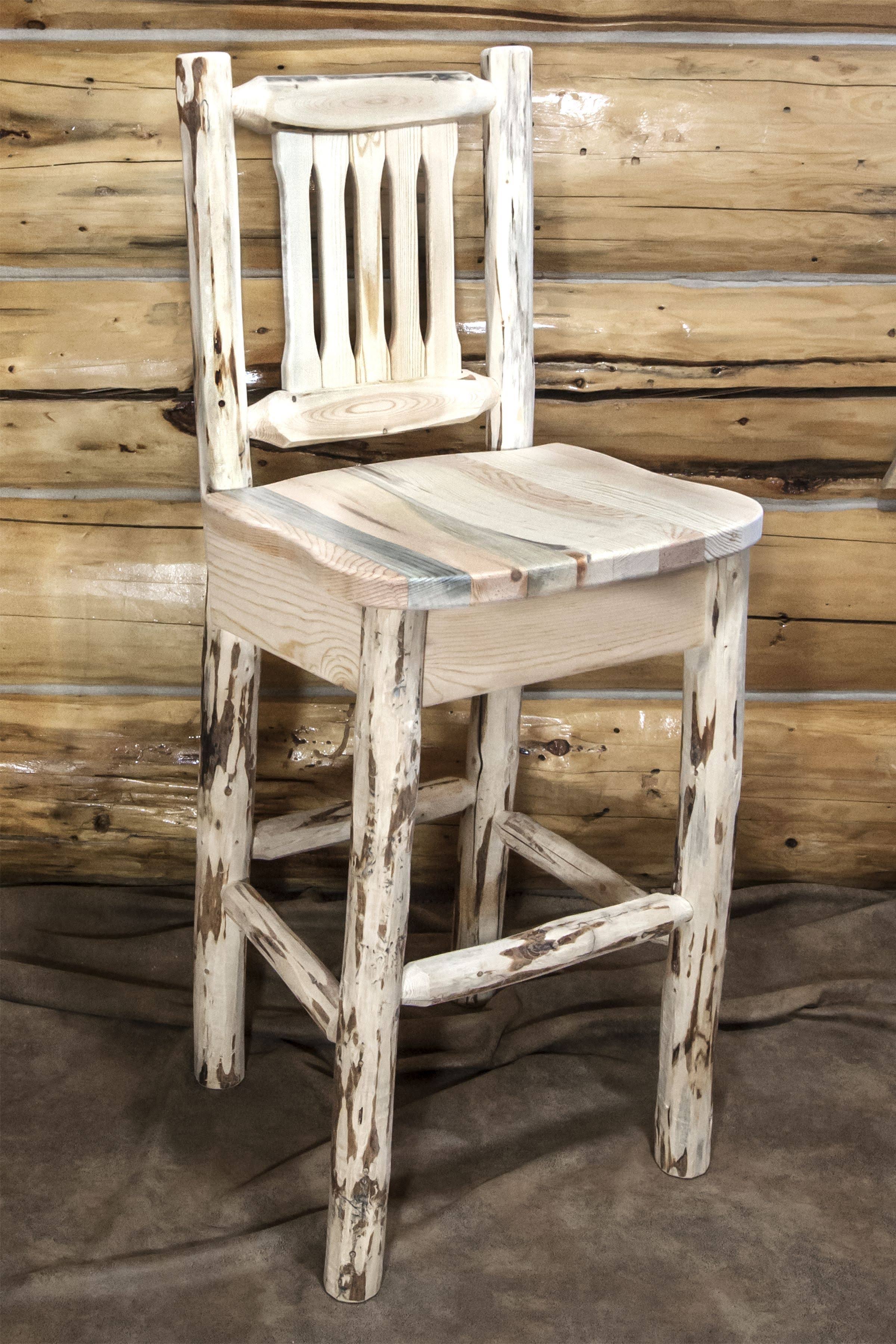 Montana Woodworks MWBSWNR Montana Ready to Finish Barstool with Back u0026 Ergonomic Wooden Seat