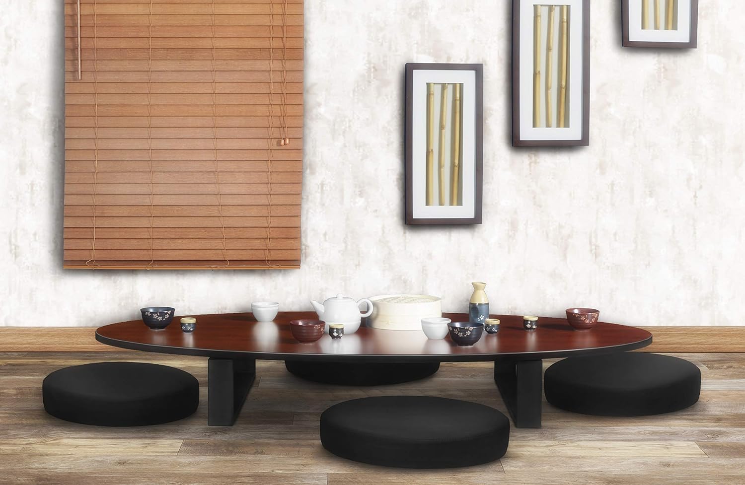 Regency Eric Low Round Ottoman- Black