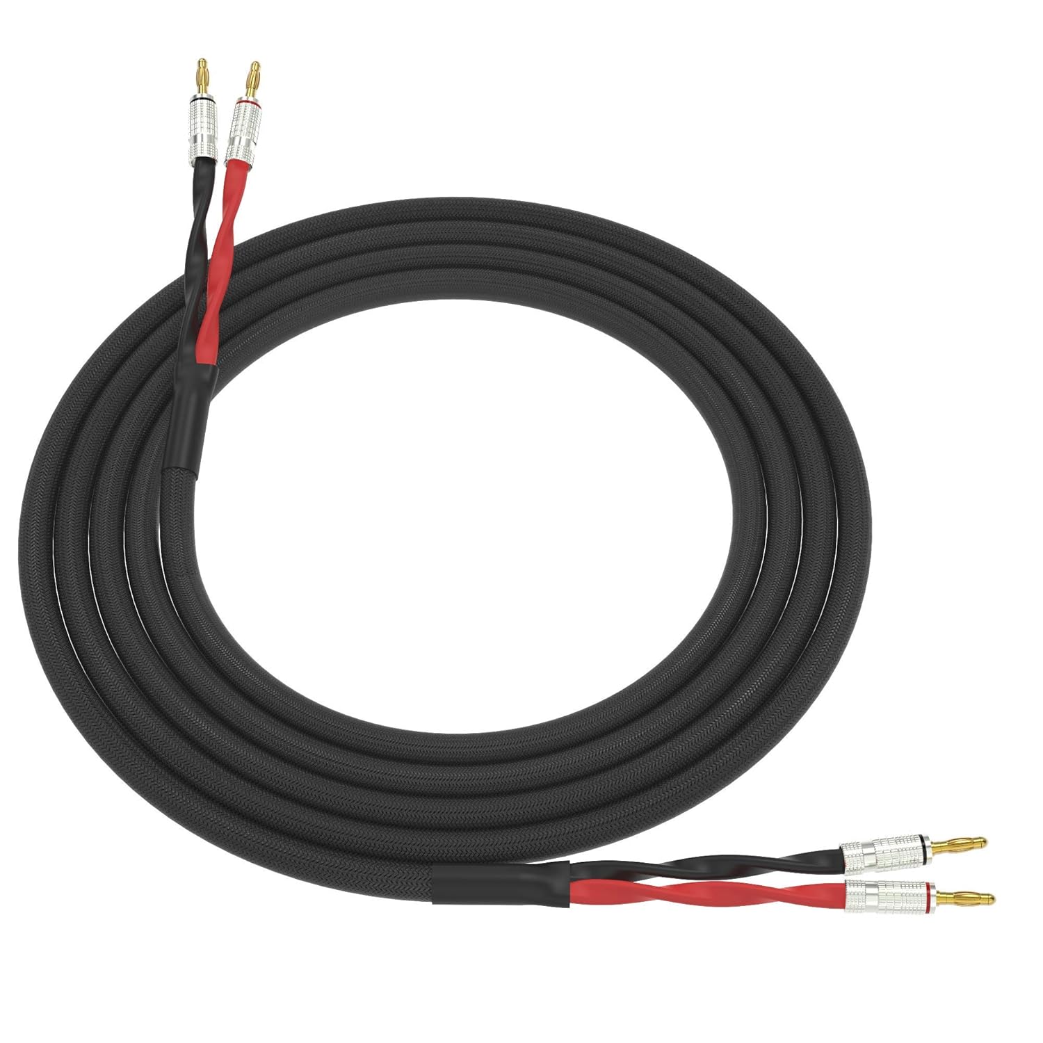 ChromaLeaf Canare 4S11 Professional Audio Speaker Cable | Premium Gold Plated Banana Plugs | Black | 3 Feet | Assembled in The USA Pack of 2