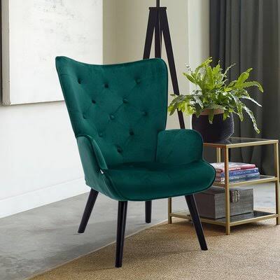 Modern Leisure Accent Chair for Living Room Mercer41 Fabric: Green Velvet