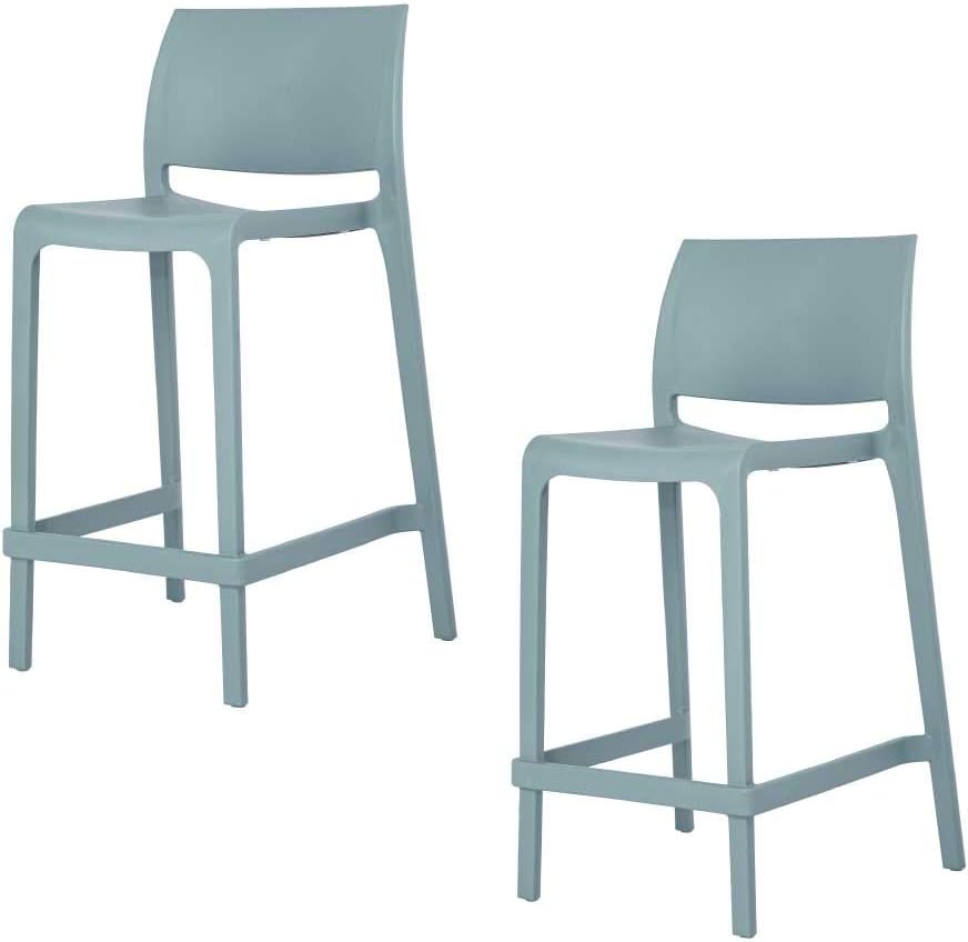 Lagoon Sensilla White Stackable Resin Counter Stool - 2Pcs/Set