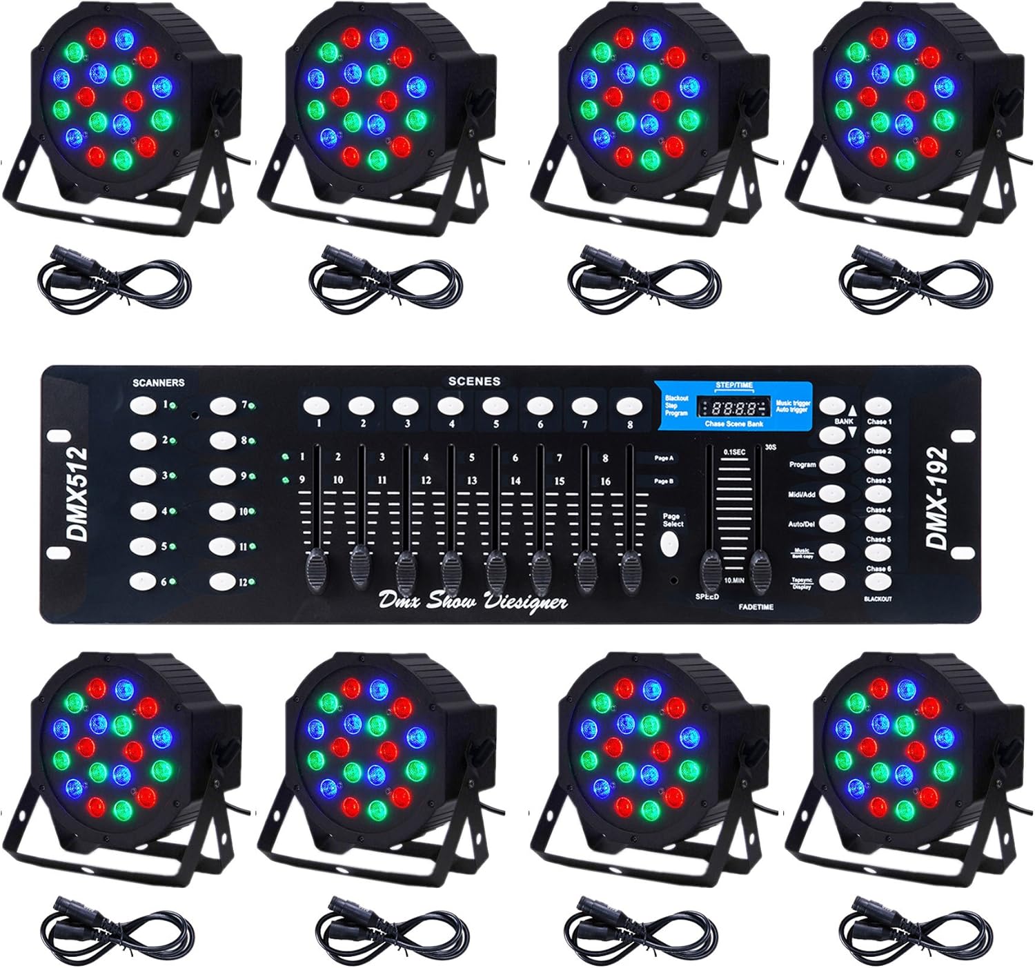 CO-Z LED Stage Lights DMX, 8 pcs 18x3W RGB Par Can Lights Package with Remote Controller Sound Activated Stage Effect Lighting for Party DJ Dance Church Wedding Home Uplighting
