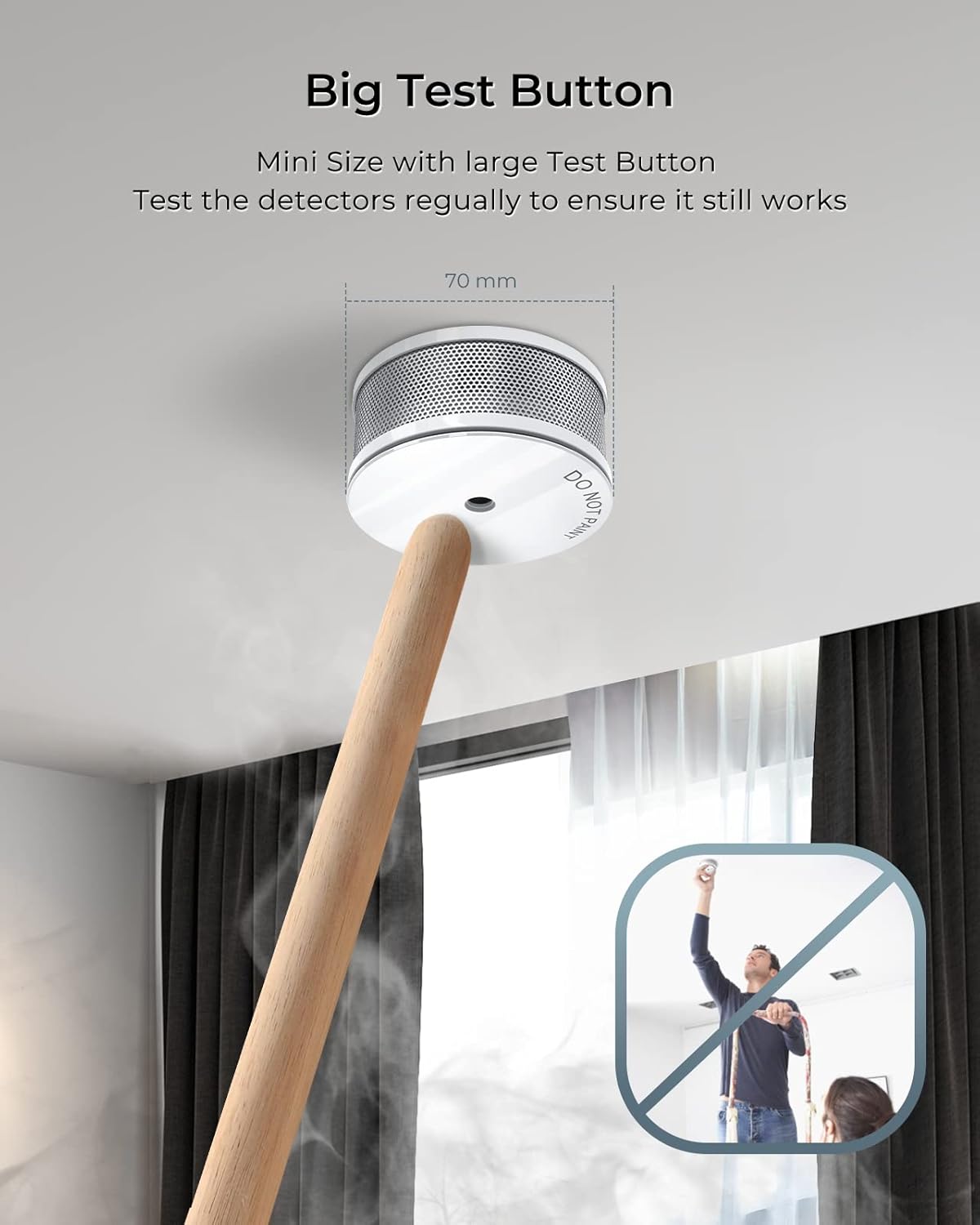 SITERWELL Mini Smoke Detector Fire Alarm Battery Operated, 10-Year Fire Safety with Photoelectric Technology and Silence Function for Kids'room and Living Room, UL Listed, GS521C-A, 4 Packs