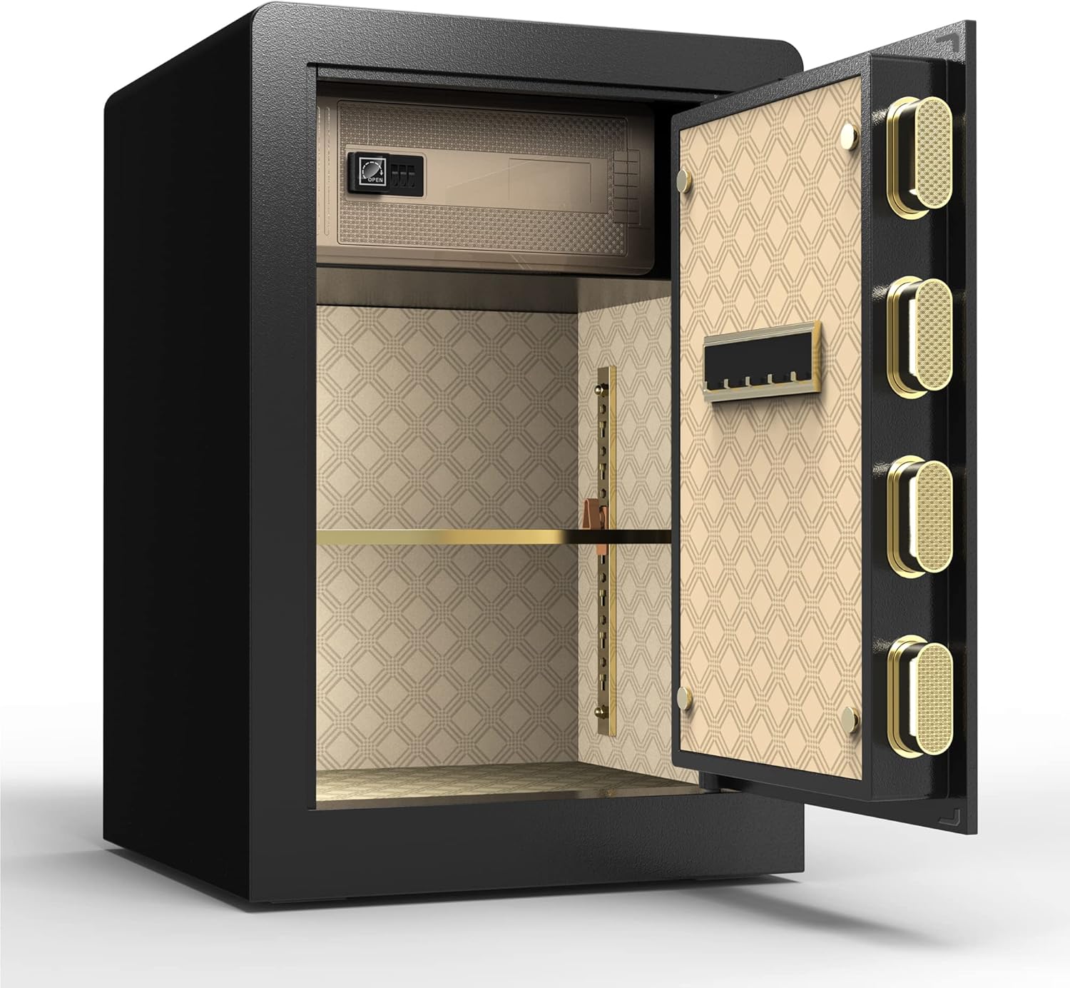 Money Safe Box, Cabinet Safety Box With Digital Keypad Key, Led Light And Password Inner Cabinet, Safe Box For Home Office Cash Gold Important Documents - 2.04 Cubic Feet, Black